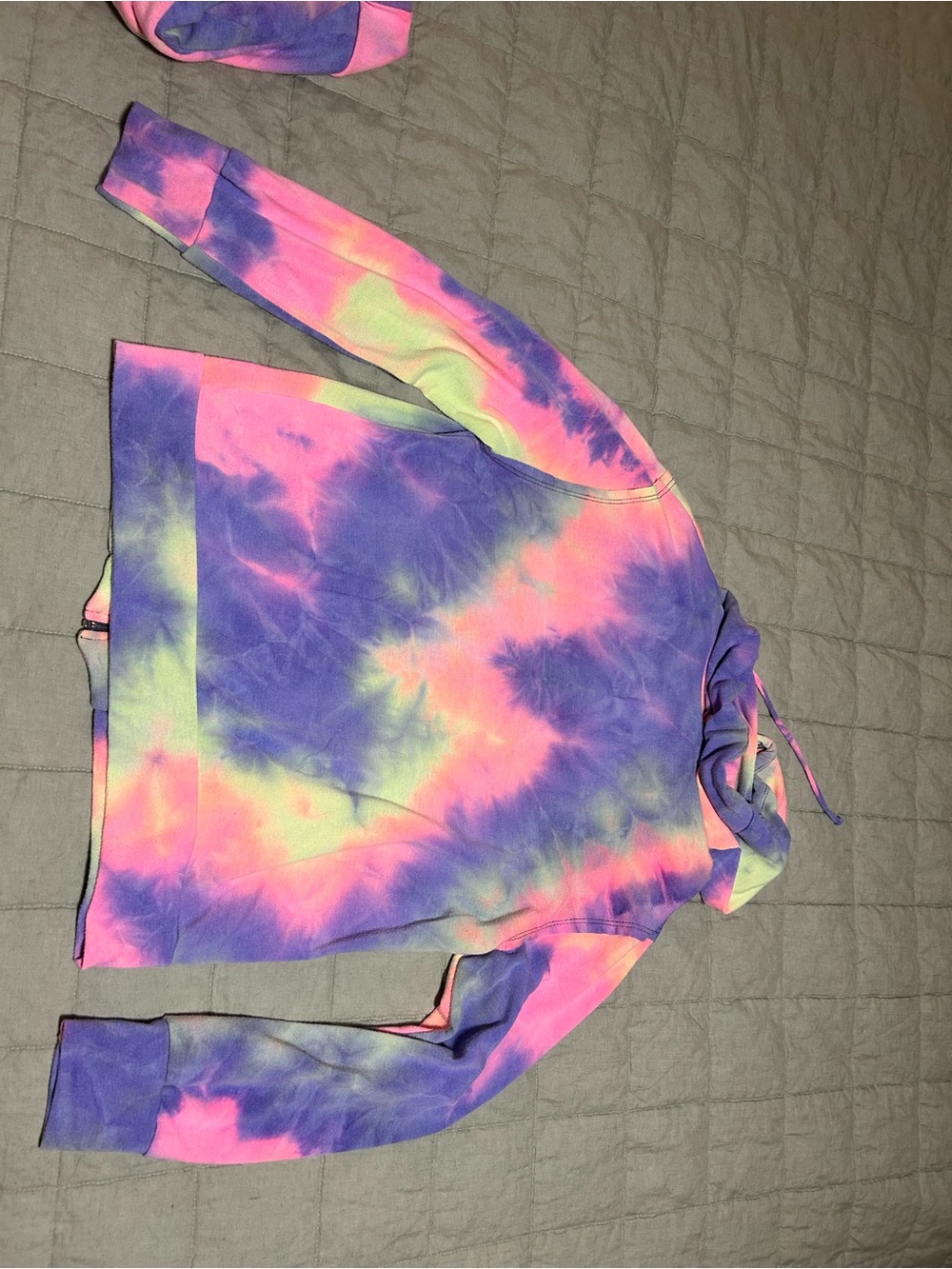 Vici Tie-Dye Zip Hoodie in Purple, Pink & Lime - Picture 2 of 3